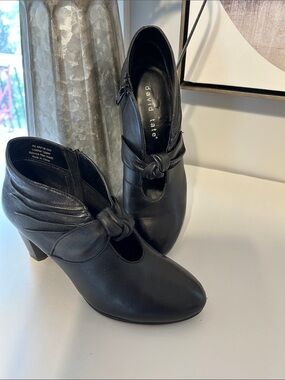 David Tate Leather heeled zip booties